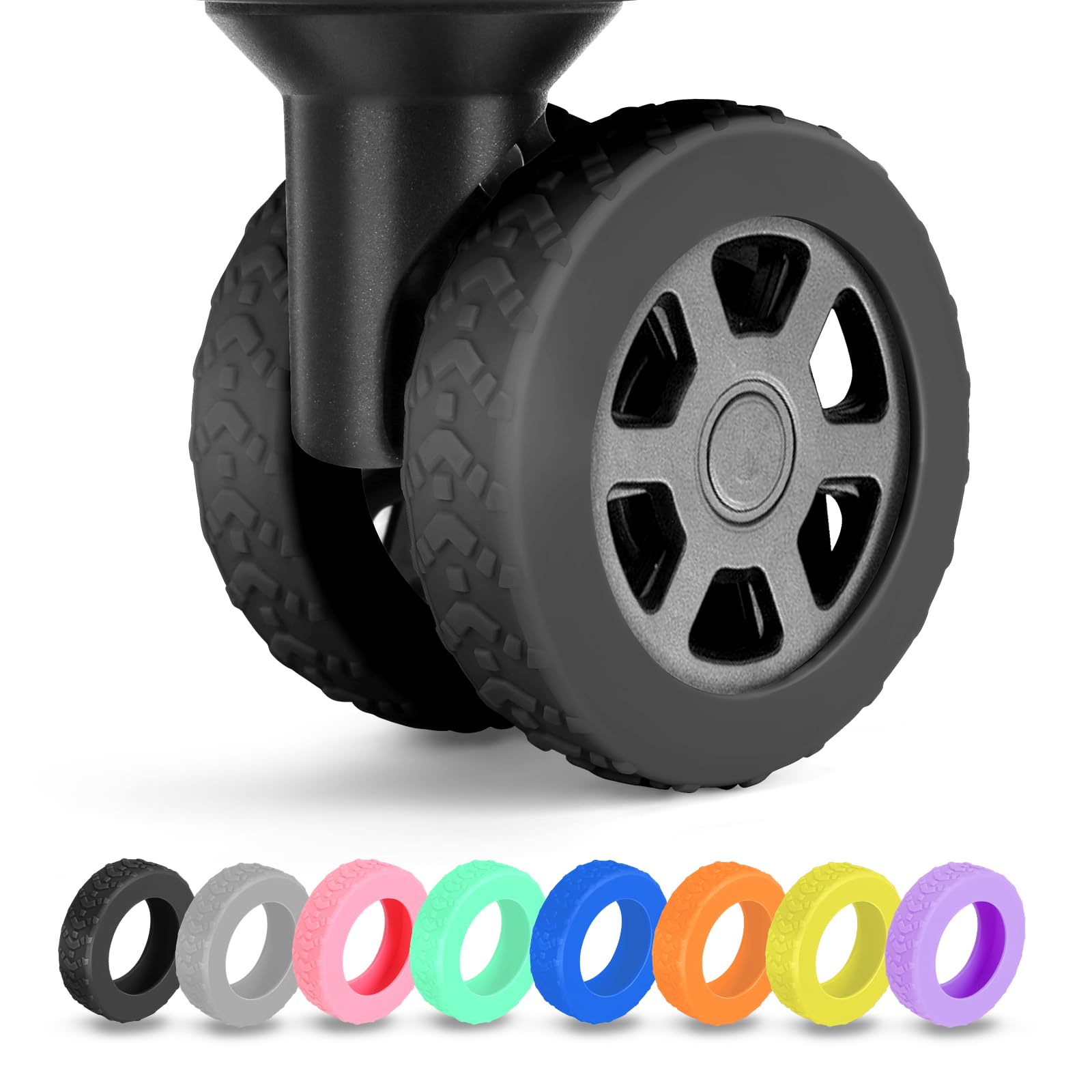 8 Pack Luggage Wheel Covers for Dual Spinner Wheels, Silicone Suitcase Wheel Protectors for 2.0"-2.4" Wheels, Noise Reducing & Anti-Scratch Tire