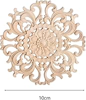 Vista 2 de MUXSAM Apliques tallados en madera, incrustaciones decorativas, calcomanías redondas de tallado de madera para puerta, pared, techo, armario