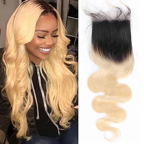 Miniatura 9 de KAFEIER Extensiones de cabello humano brasileño ondulado con encaje frontal de 4 x 4, parte libre, nudos blanqueados previamente arrancados, coser,