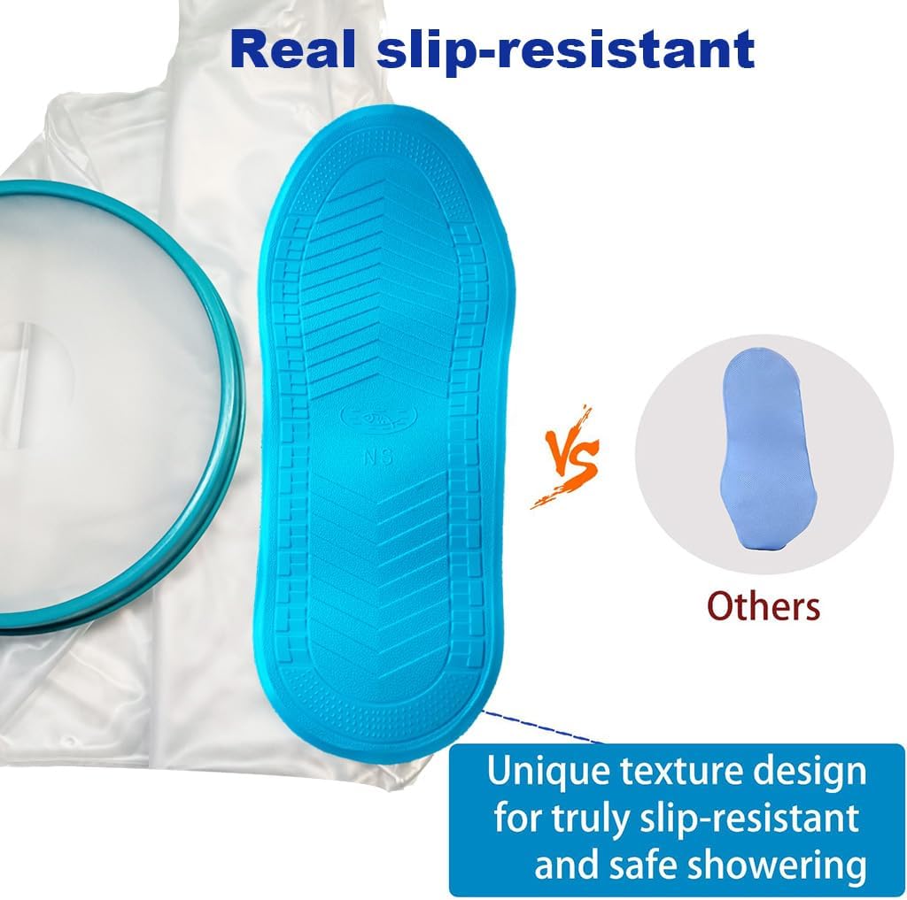 Tideshake Non-Slip Extra Wide Waterproof Leg Cast Cover for Showering, Reusable Adult Extra-Large Size Half Leg Cast Protector, Cast Bag for Shower, Cast Cover for Showering Foot