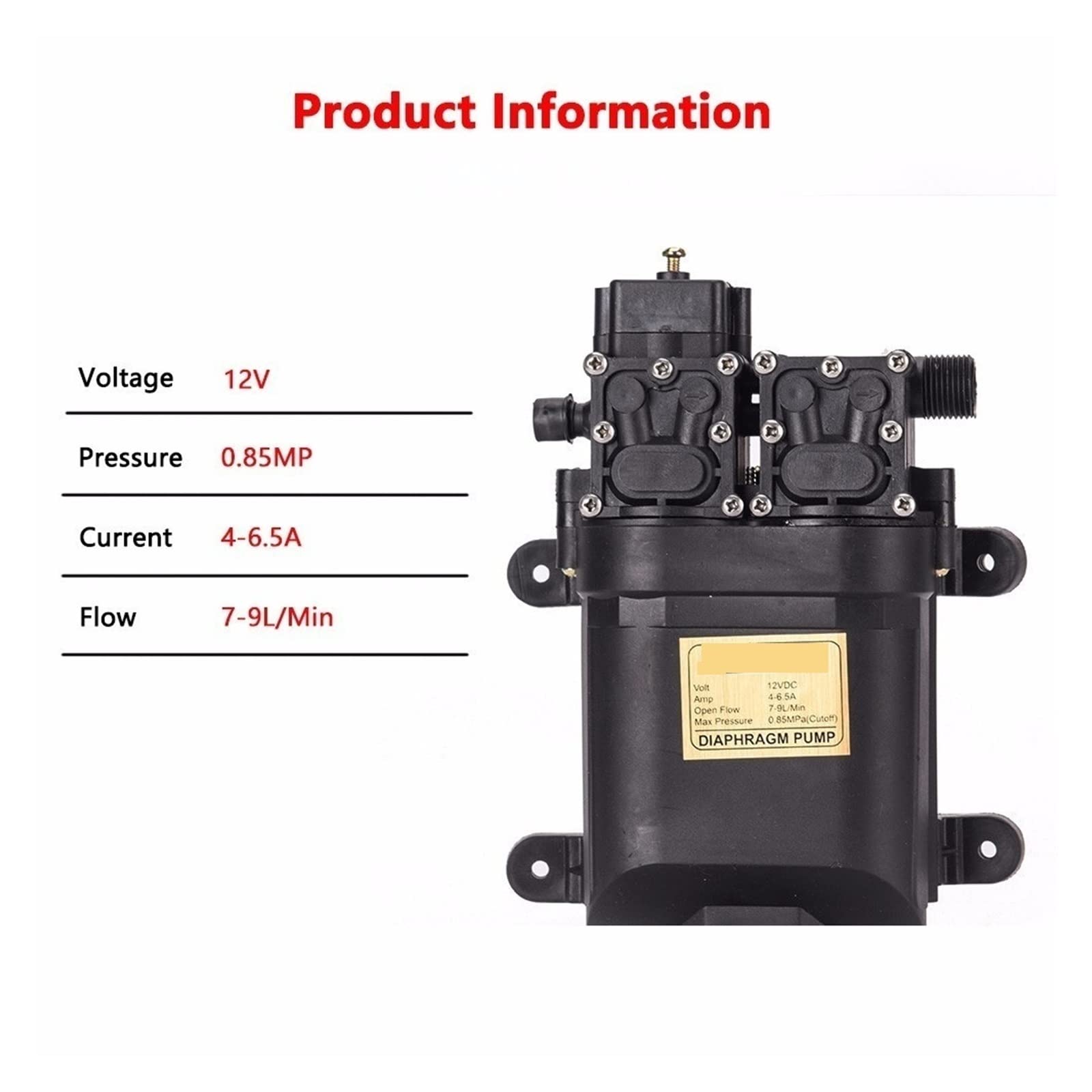 Dc 12v 125psi 9l/min rolnicza elektryczna pompa wodna podwójna pompa zasilająca mikro wysokociśnieniowy membranowy zraszacz wody myjnia samochodowa