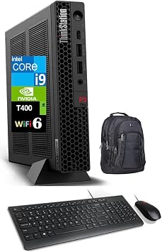 Lenovo ThinkStation Workstation Mini Desktop Intel i9-14900, T400 4GB, 64GB DDR5, 8TB PCIe SSD, WiFi 6, Bluetooth 5.3, 300W PSU, RJ-45, 1x DP; 3X mDP, HDMI, Win 11 Pro w/Premium Backpack