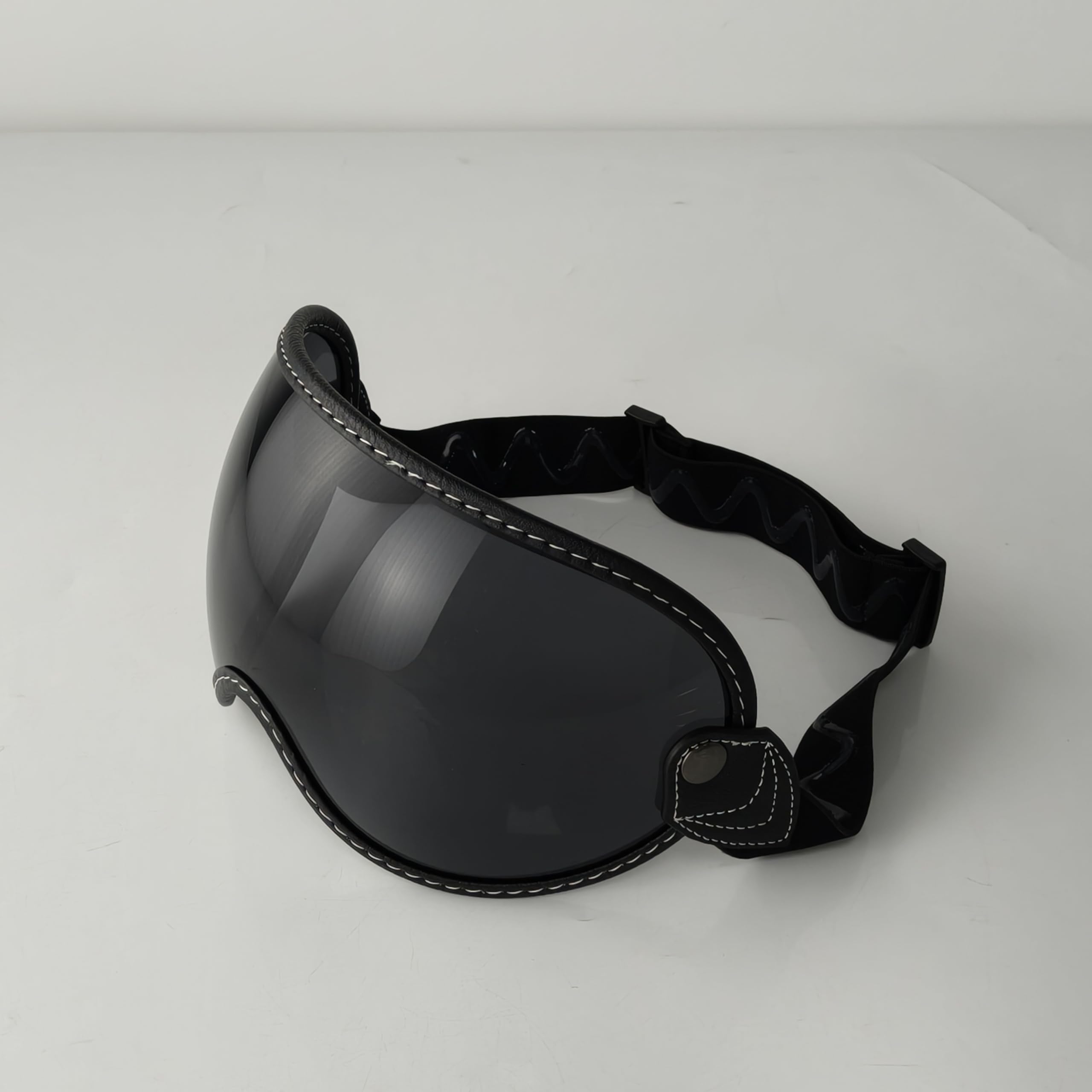 Motociclo Visiera Universale for Casco Jet 3/4, con Lente a Bolla, Parabrezza for Moto, capacete, for da (Trasparente)(Deep Black)