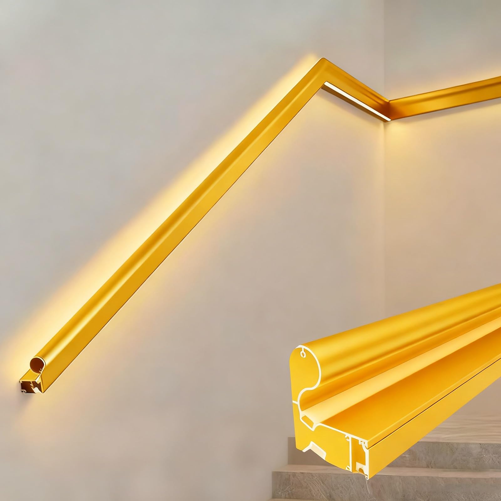 Main courante d'escalier d'intérieur en métal avec balustres pour accès garage sécurisé