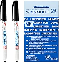 ZIG Laundry Pen 010 Black | Pack of 2 | Permanent Marker for Fabric & All Surfaces | Quick-Dry Waterproof Ink | Ideal for Clothes Cotton Linen Polyester Canvas Plastic Wood Glass & More |Made in Japan