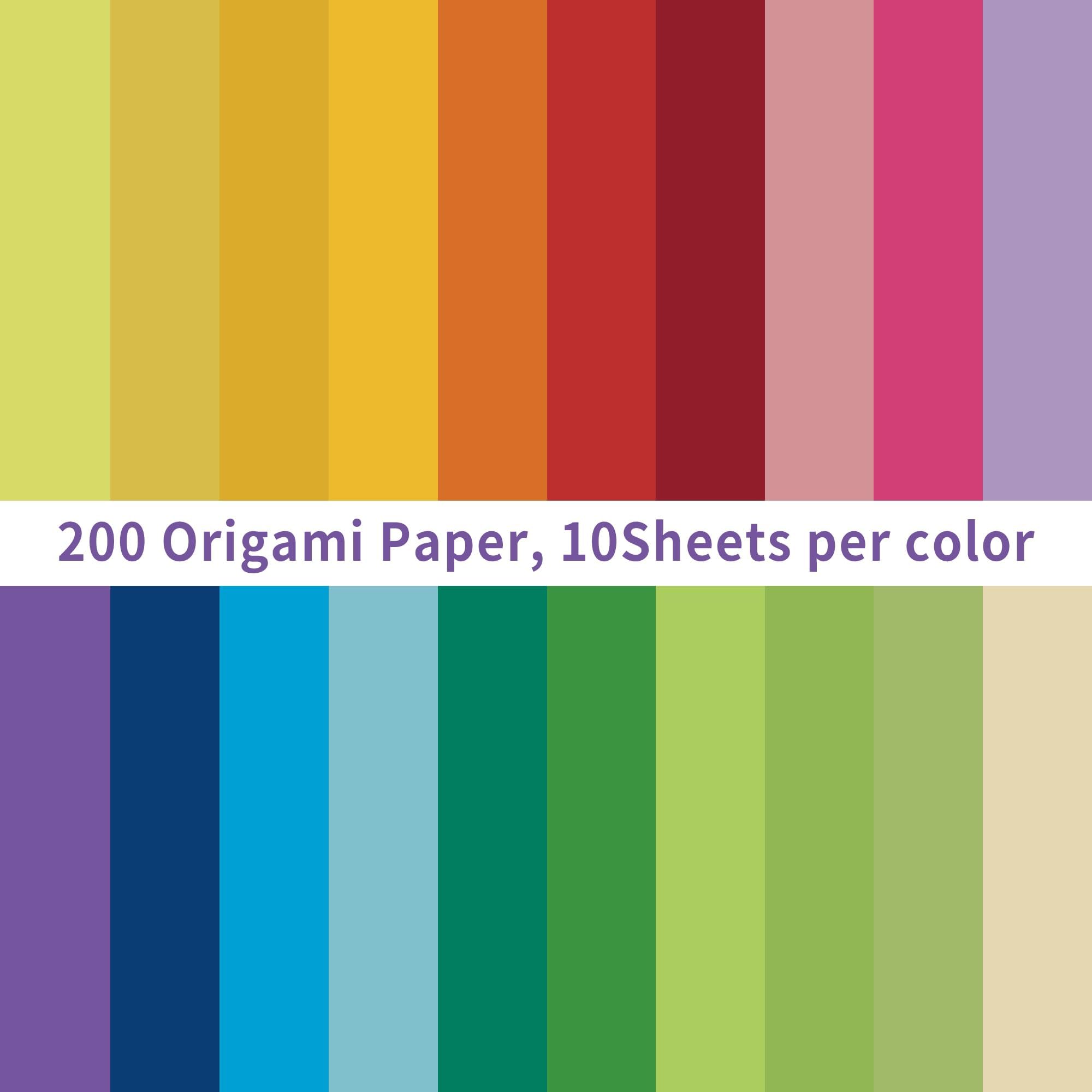 Papier Origami A4 20 Couleurs Vives 70g/m² Double Face Pliable 200 Feuilles