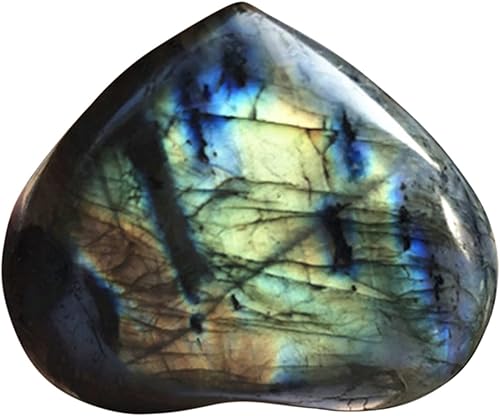 Shape Crystal Worry - Piedra preciosa de cuarzo con forma de corazón labradorita decoración del hogar rocas de río pequeñas