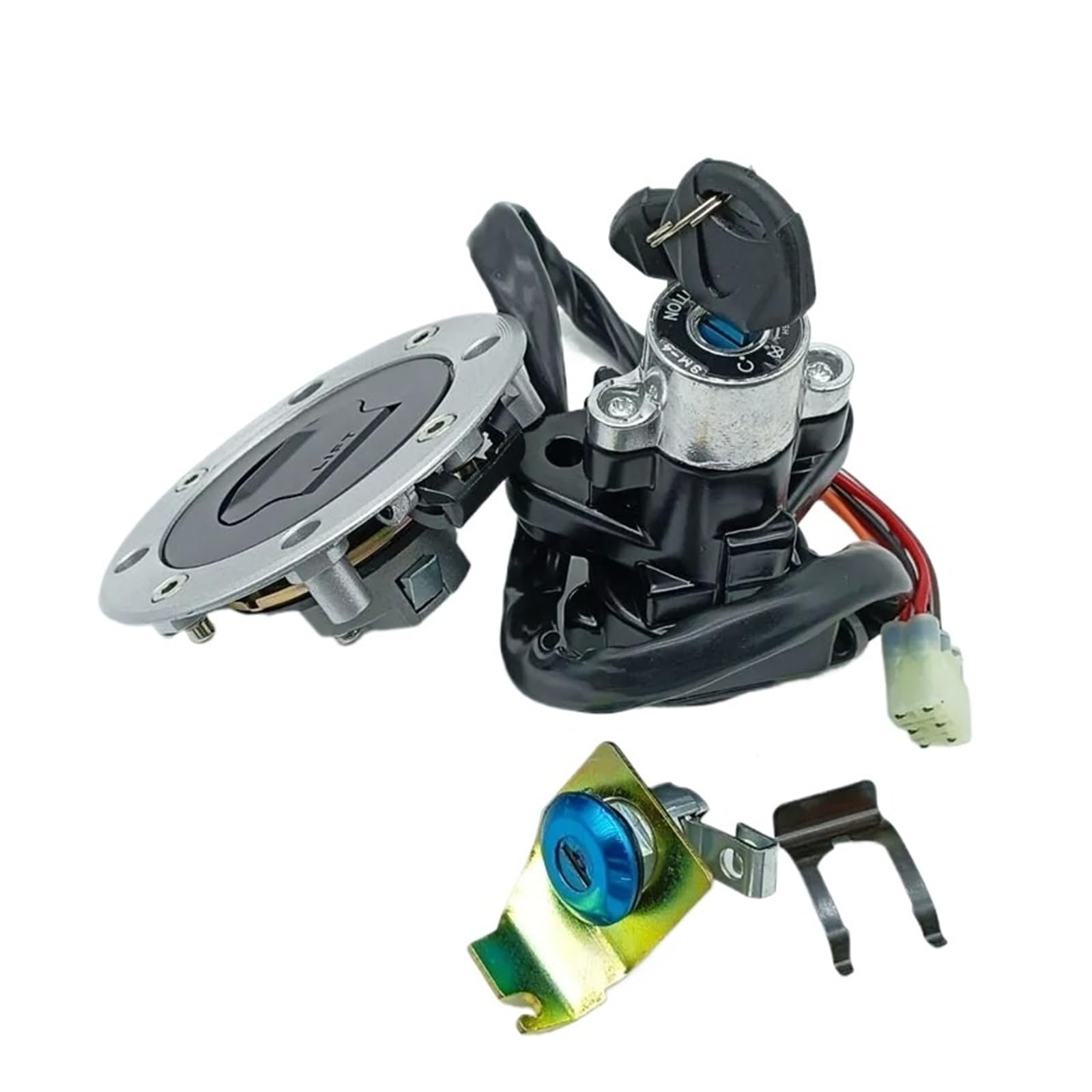 Kit Comprenant Contacteur D'allumage Bouchon Réservoir D'essence Verrou Selle Pour Suzuki SV650 GSX1400 99-2007 Pour V-Strom DL 650/1000 02-2012 Interrupteur Clé Contact Moto