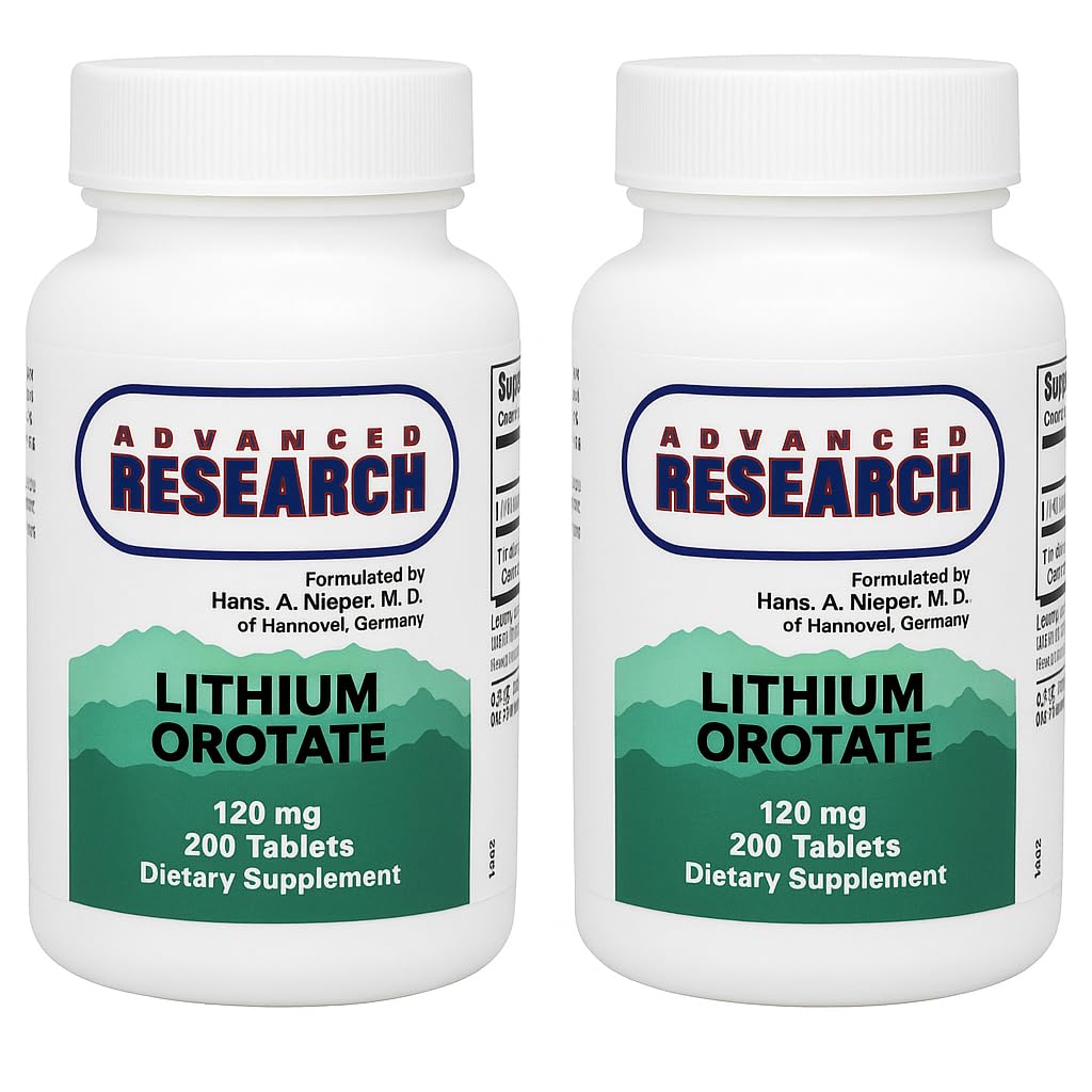 Nutrient Carriers Advance Research Lithium Orotate 120 Mg 200 Tablets(Pack of 2)