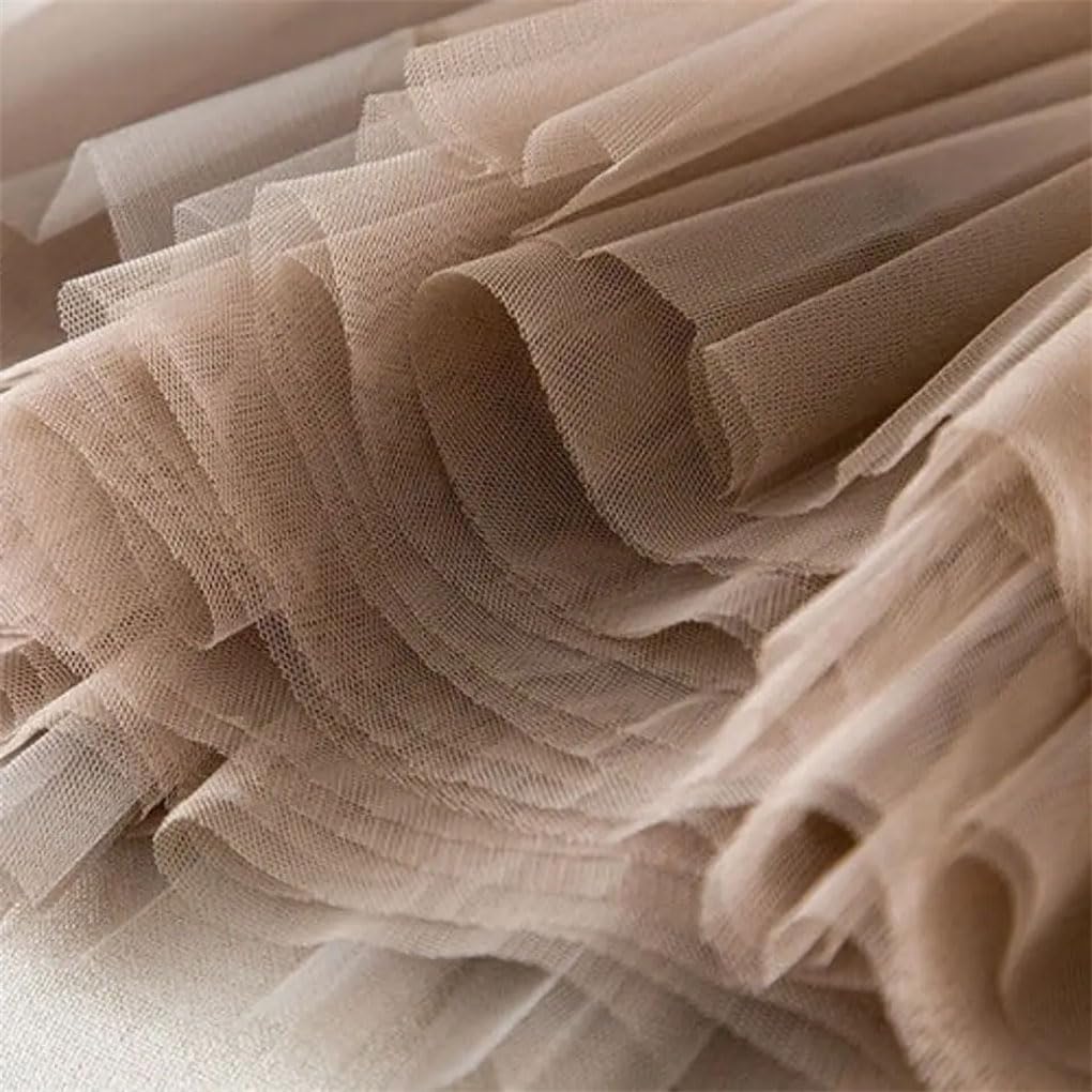 Jupe plissée en gaze pour femme - Jupe midi décontractée élastique taille haute