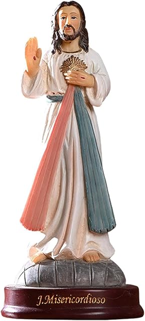 POHOVE Sacred Heart of Jesus Christ Lord Catholic,Christ Divine Mercy Renaissance Collection 5 Inch Colored Resin Small Statue