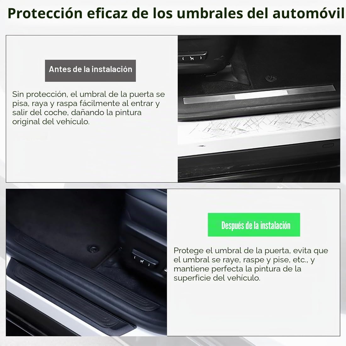 4 Piezas Protectores Umbral Puerta Coche,Protector de Alféizar de Puerta Coche,AntiarañAzos Puerta Estribos Coche,Protección Universal para el umbral de la Puerta del Coche (Negro)