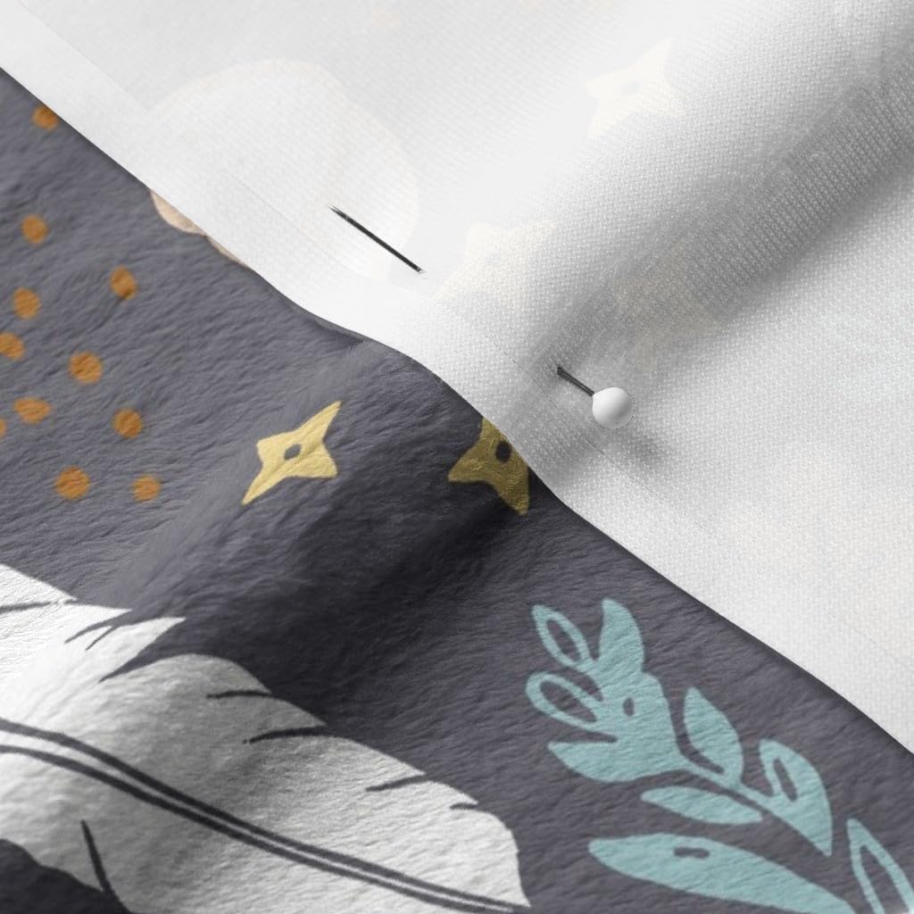 Spoonflower Fabric - Squirrels Charcoal Feather Eggs Garden Acorn Squirrel Flowers Printed on Minky Fabric by The Yard - Sewing Baby Blankets Quilt Backing Plush