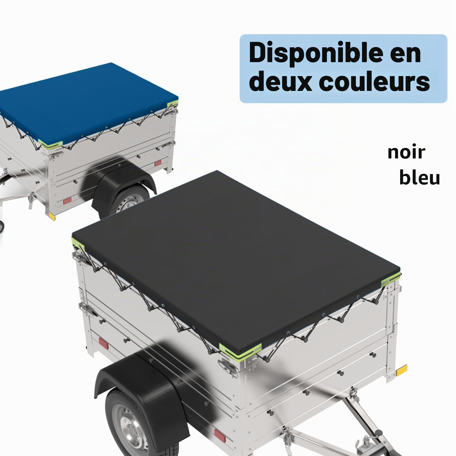 Bâche de protection plate pour remorque - 258 x 136 x 10 cm - En PVC renforcé, imperméable et indéchirable - Bâche idéale pour Stema Böckmann - 750 kg - Bâche de voiture et plus - Noir