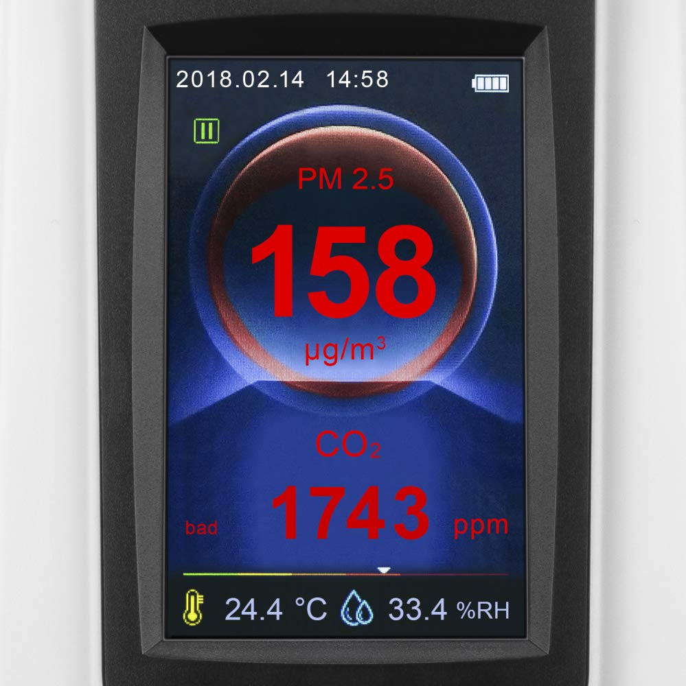 TROTEC CO2-Luftqualitätsmonitor und Partikelmessgerät BQ30 CO2 Ampel, Luftqualitätsmessungen, Kontrolle der Feinstaub- und CO2-Belastung