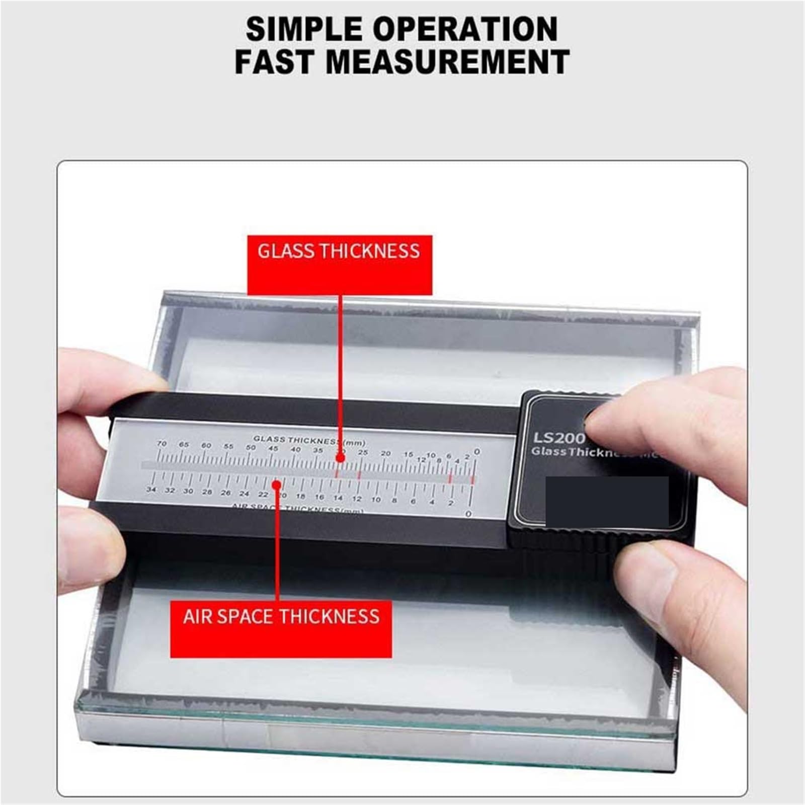 Misuratore di spessore del vetro digitale LS201, misuratore for isolante laminato temperato cavo IG con doppio LS200 per la fabbrica(LS201)