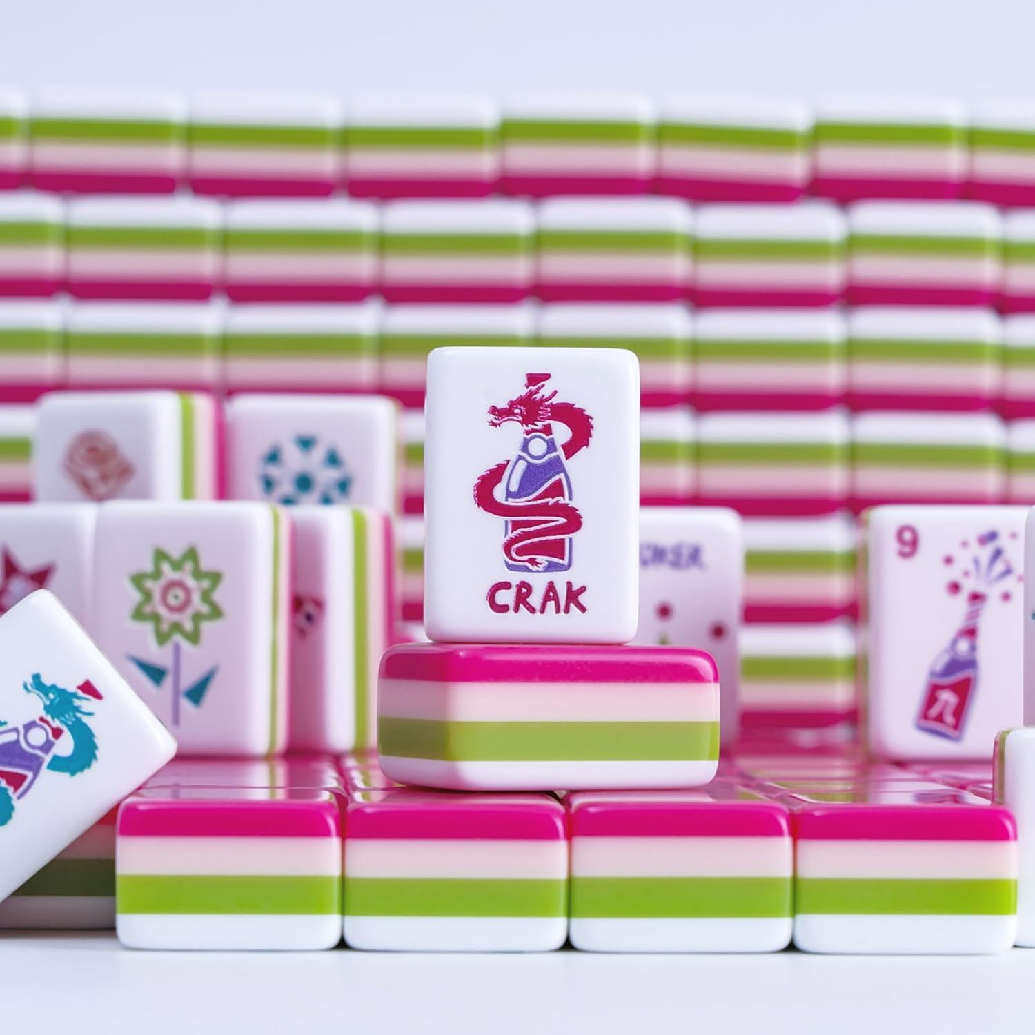 Zestaw płytek mahjong, 4 warstwy 160 akrylowych płytek mahjong Premium American Heritage, przenośna gra podróżna, do gry w mahjong, wieczory gier