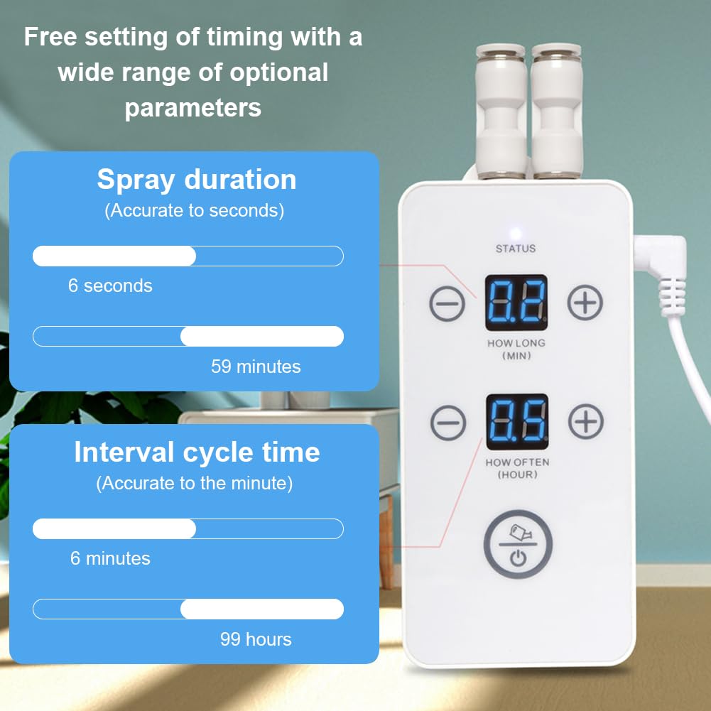Sistema di spruzzatura intelligente terrario, nebulizzatore automatico per terrari, umidificatore con timer, spruzzatore regolabile a 360°, per terrari foresta pluviale, anfibi rettili piante