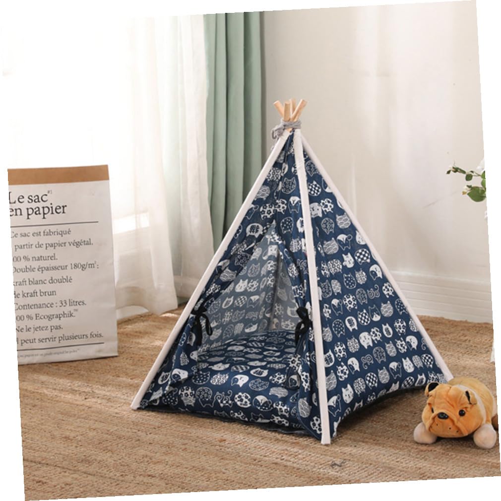 BESPORTBLE Tente pour Chien, Abri pour Animaux de Compagnie en Lin et Bois, Démontable et Lavable, Intérieur et Extérieur, avec Matelas