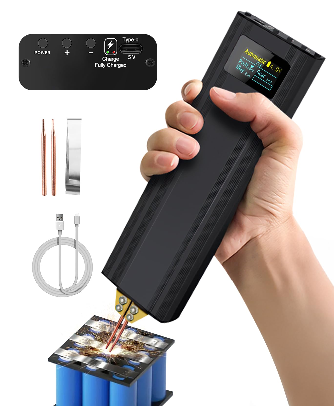 Poste à souder par points sans fil avec modes automatiques et manuels, 80 vitesses réglables pour batteries DIY