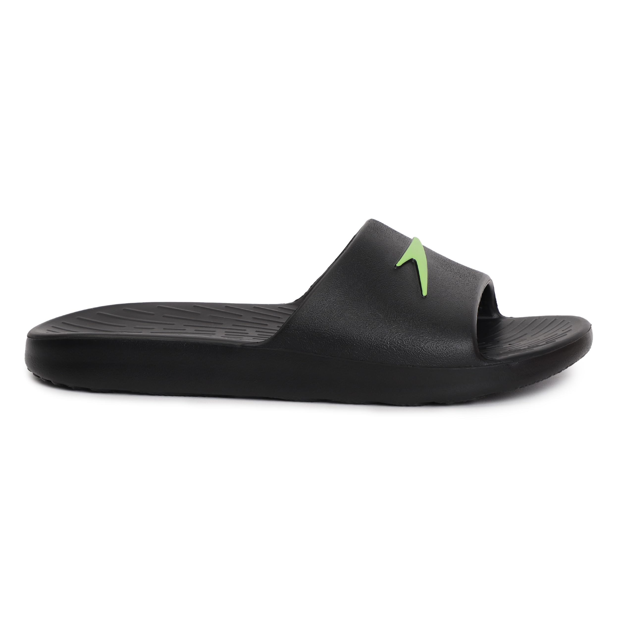 Speedo Unisex Junior's Single Colour Slides for Boys and Girls - Black & Atomic Lime 1