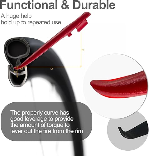 Miniatura 5 de Palancas de neumáticos de bicicleta ultra fuertes, 2 juegos de reparación de neumáticos de bicicleta, juego de cucharas de plástico resistente para