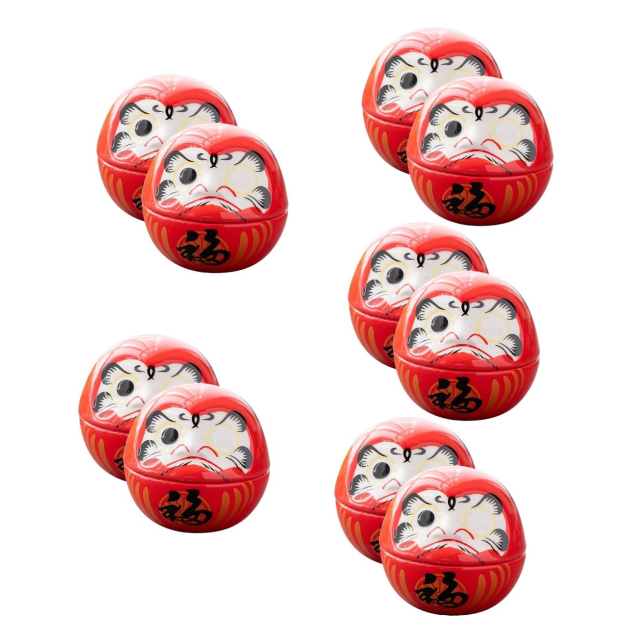 Oeufs du Dharma céramique rouge lot de 5 ensembles traditionnels