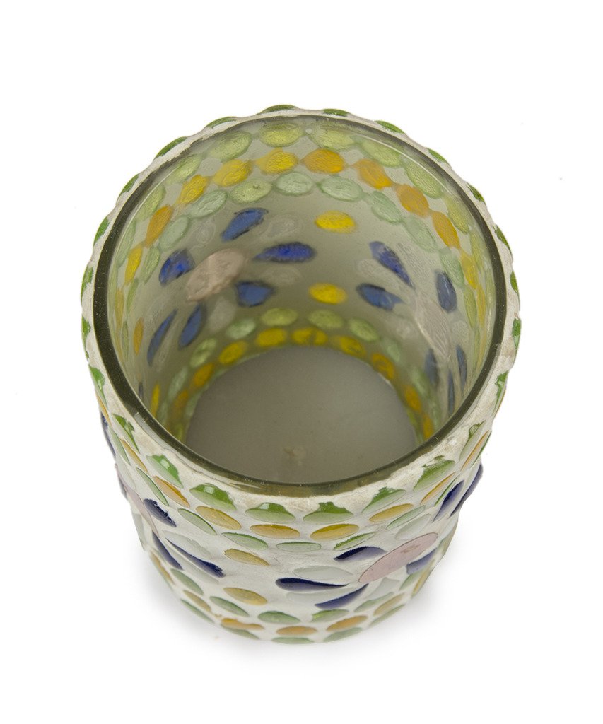 StyleMyWay Handcrafted Glass Shaped Mosaic Decorated T Light Glass Votive Candle Holder ? 2.5inches 2