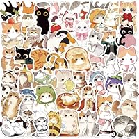 50PCS Cute Cat Stickers, Fun Cat Stickers for for Kids, Adults, Kawaii Kitten Sticker for Water Bottles Laptop Guitar Suitcase, DIY Waterproof Decals Gifts for Party Favors & Decorations