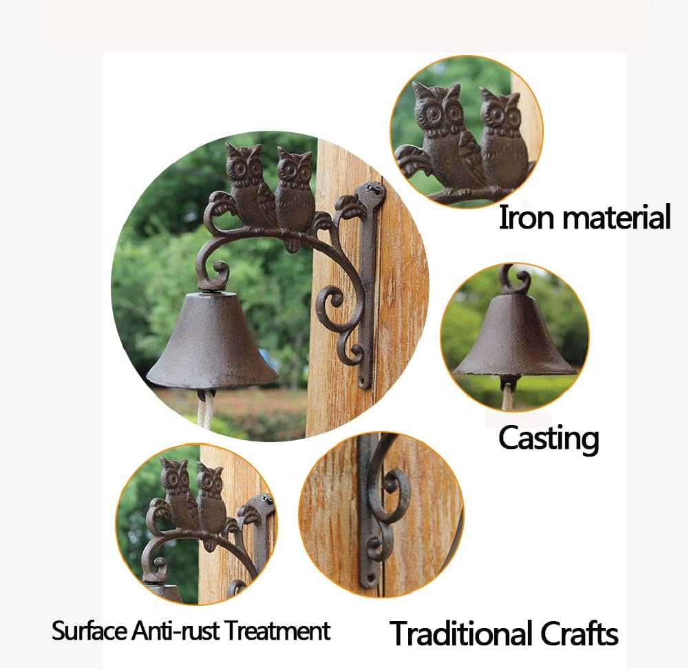 Doorbell，Wall Hanging Door Bell,Hand Bell， Manually Shaking Wall Hanging Doorbell， Vintage Door Bell,Manual Doorbell， Heavy Duty Owl Decorative Hand Bell Manual Shaking Doorbell Indoor Outdoor Wall De