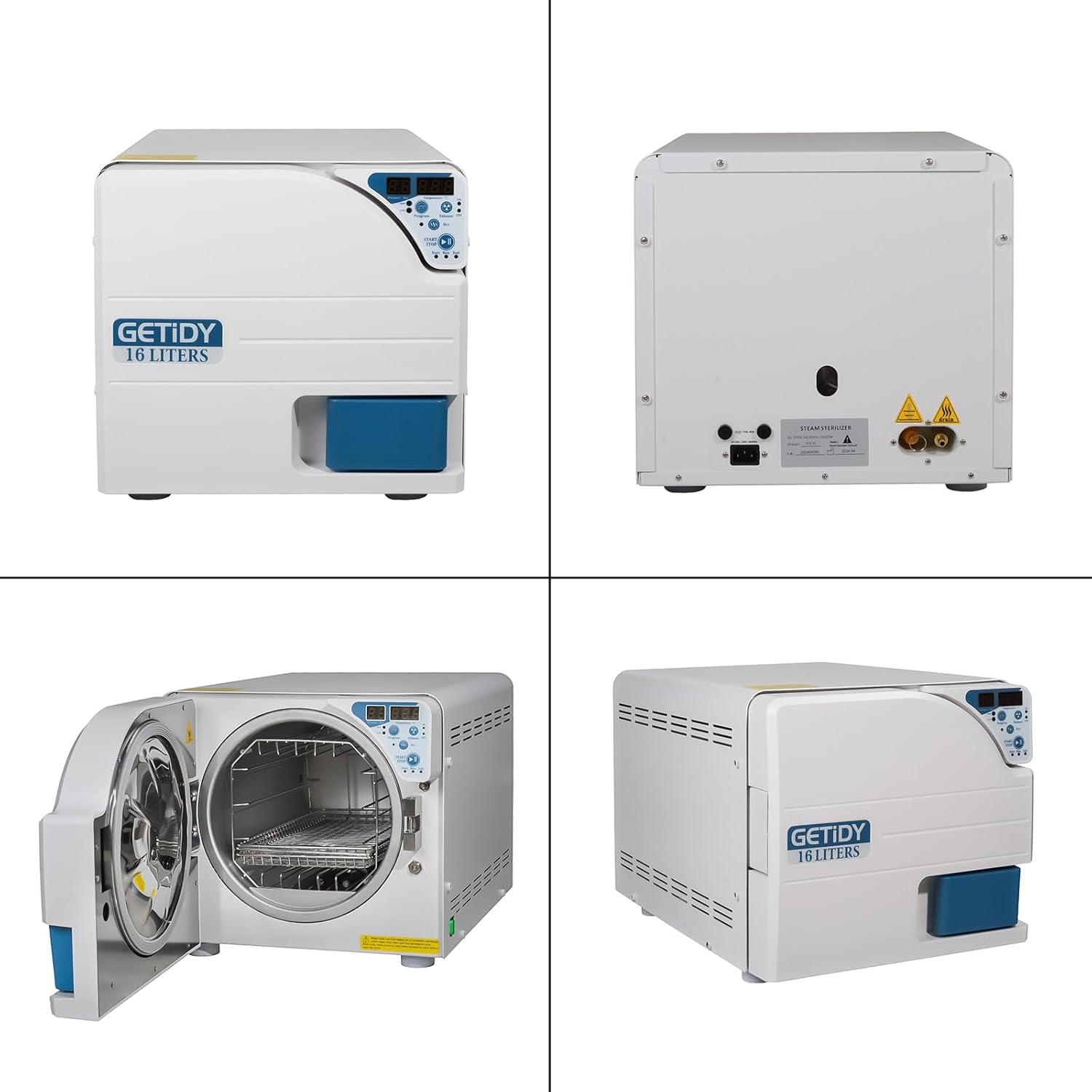 16L / 18L / 23L Autoklav Hochdruckdampf mit Trocknungsfunktion, Digitale LED-Anzeige, Dual-Control-Türsperre, Laborausrüstung aus Edelstahl (16L)