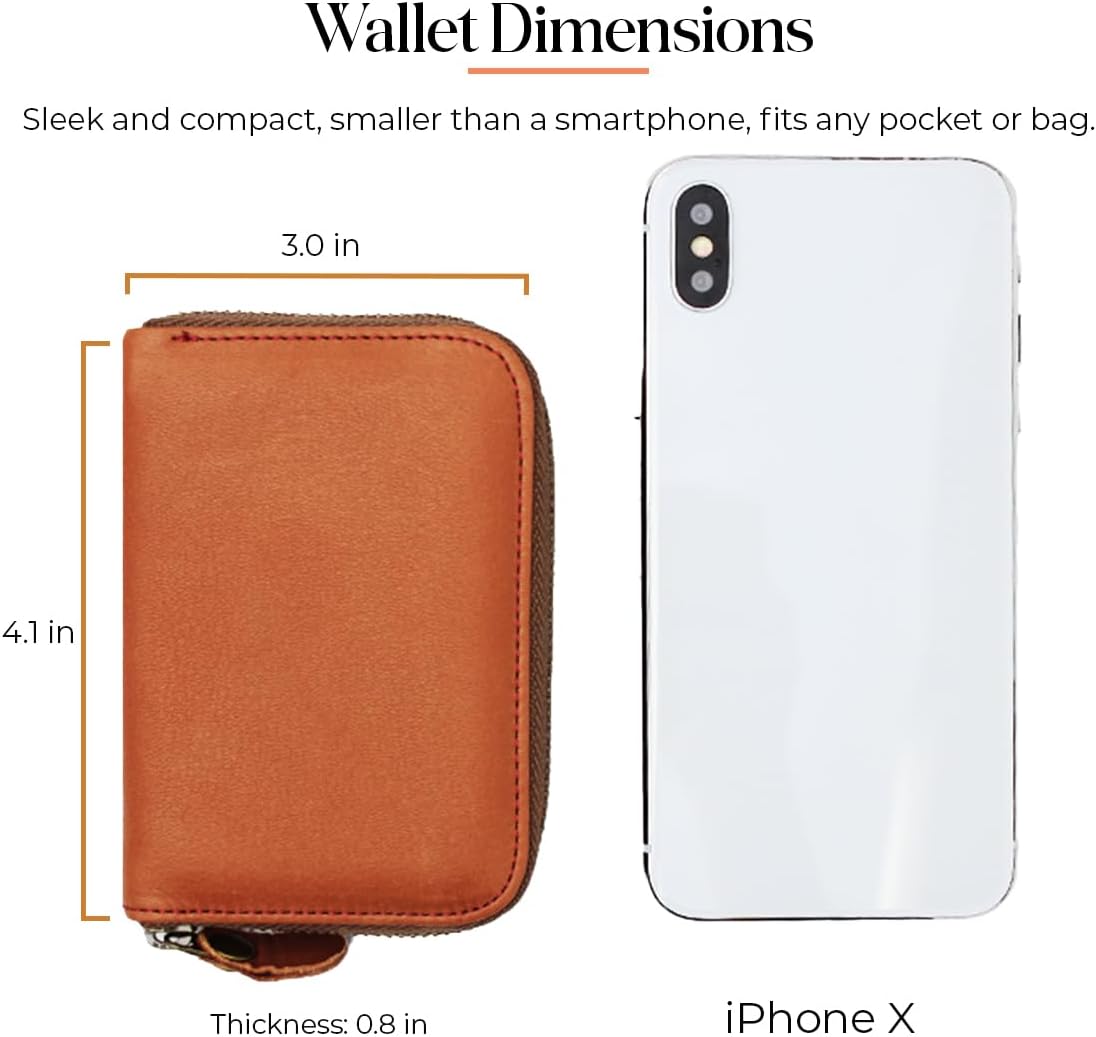 GROOVEGEAR GGS-1003 Round Zipper Card Case, Cowhide Leather Small Wallet with Card Pocket, Unisex Coin Purse, card wallet, One Size, Made in Japan (Brown (Chocolate))