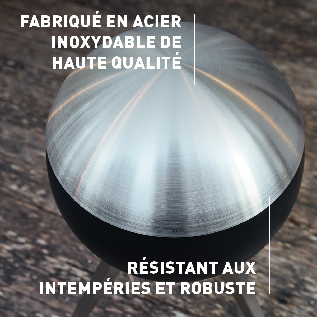 Höfats - Couvercle Moon 45 inox - Housse anti-cendres et étincelles - Courbe pour éviter l'eau - Résistant aux intempéries, robuste, durable - Rond