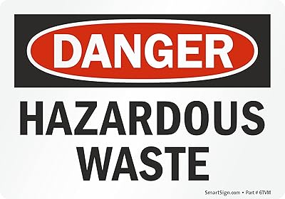 SmartSign 3.5 x 5 inch “Danger - Hazardous Waste†OSHA Label, 3 mil Laminated Adhesive Polyester, Red, Black and White