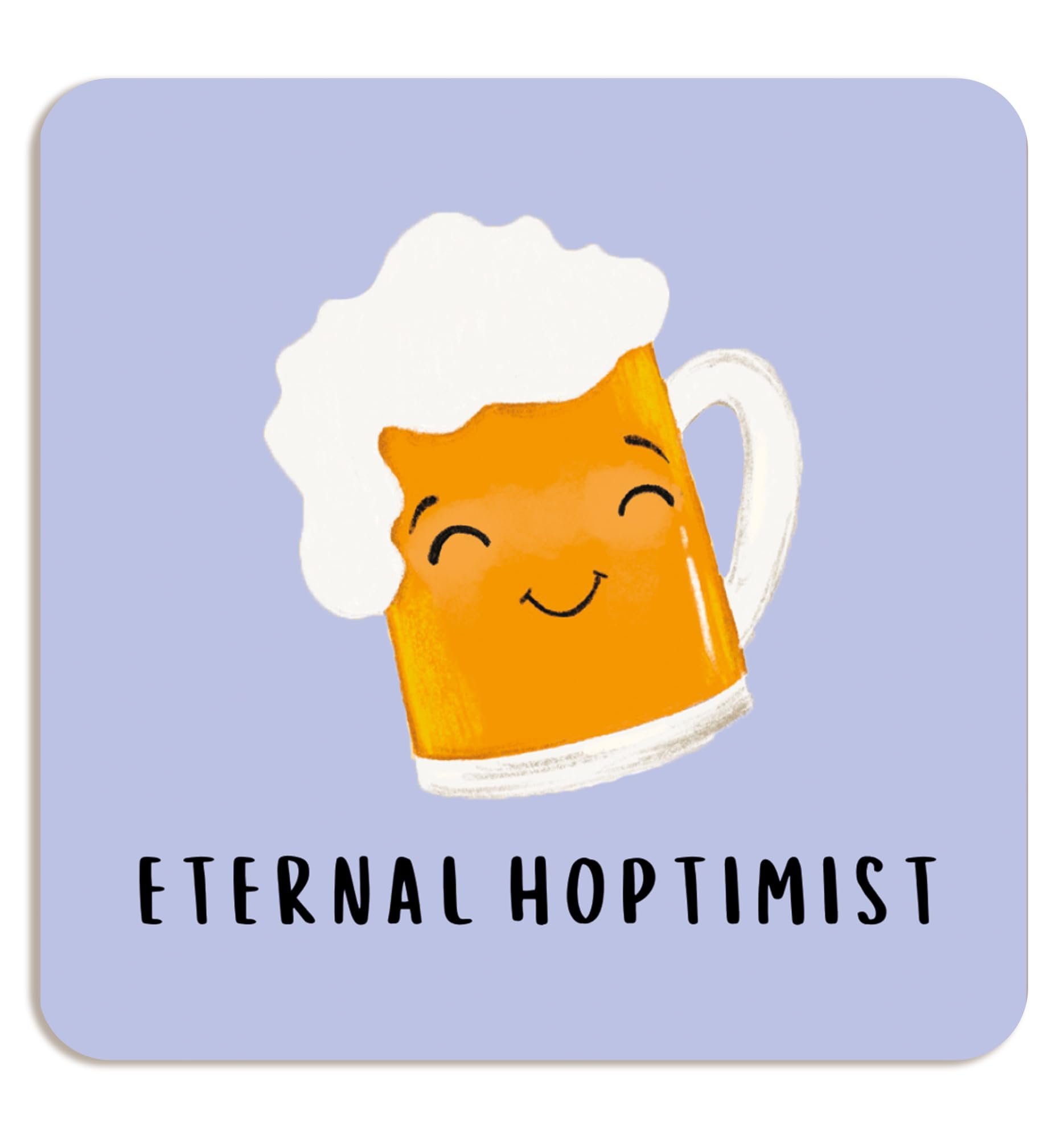 BYANIKA Cork Beer Coaster | Eternal Hoptimist | Cute Pun | Funny Gifts For Her Him, Beer Drinkers or Beer Lovers | 90 mm x 90 mm | Christmas, Xmas Present, Stocking Filler, Fathers Day, Birthday Gift