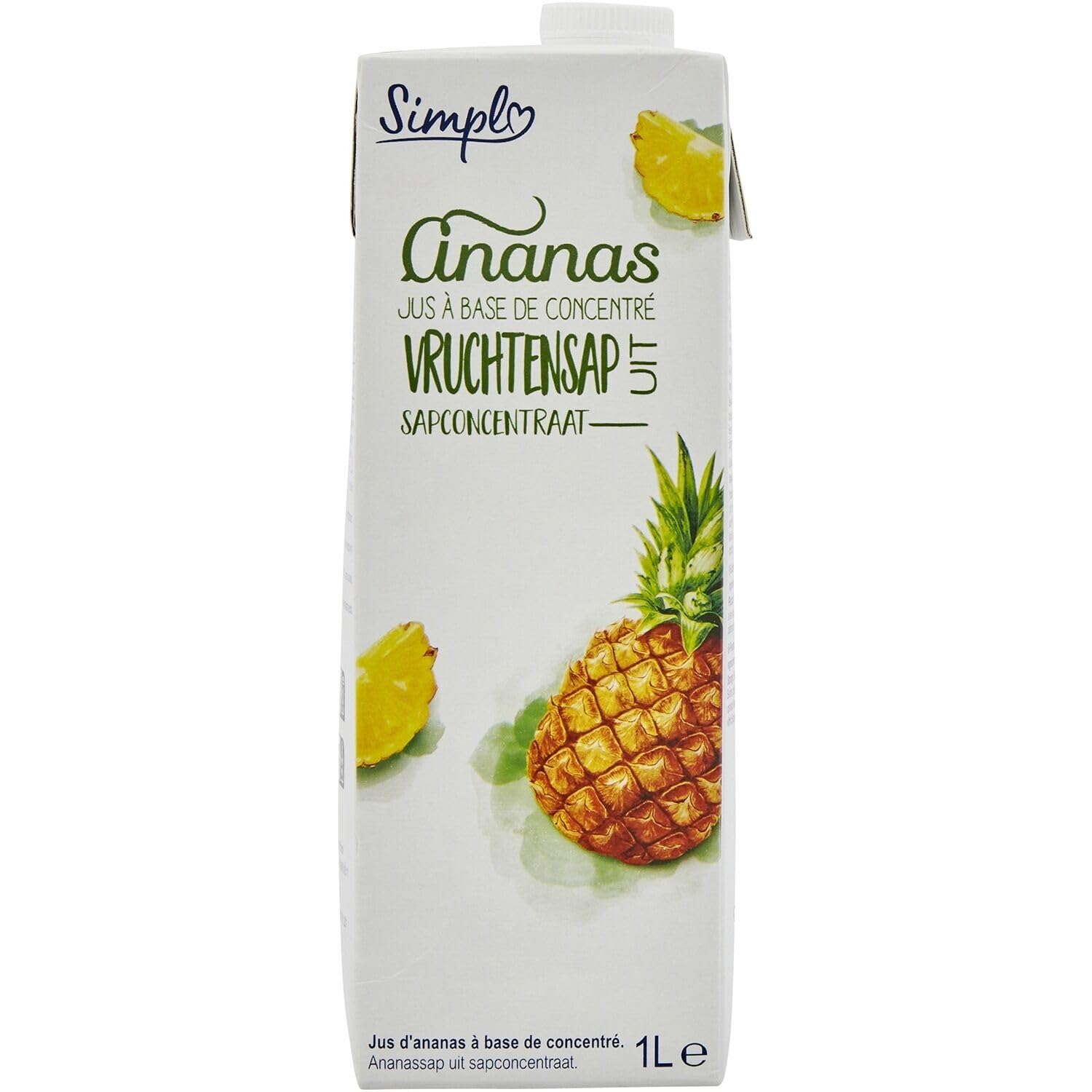 Un goût tropical pratique au quotidien — SIMPL Jus d'Ananas à base de concentré, 1L en carton - Lot de 4