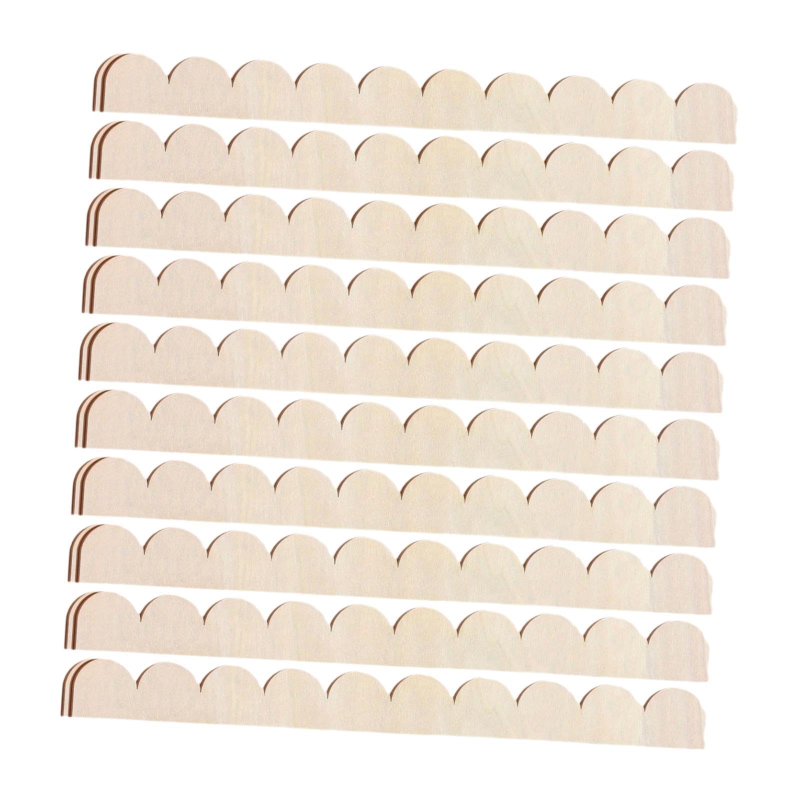 10x Wooden Border Trim Cute Scallop Wood Trim for Window Cabinet Furniture 20cmx4cmx0.25cm-picture-14