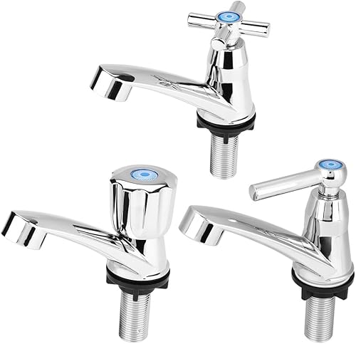 Miniatura 8 de Mumusuki Grifo de agua fría de una sola manija para fregadero de baño y lavabo de cocina, plástico ABS, acabado cromado, 1/4 de vuelta, rosca G1/2