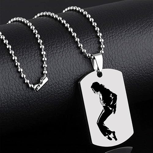 Miniatura 8 de MJ Jackson - Collar y pulsera para fanáticos de MJ Michael para hombres y niños, joyería colgante de colección conmemorativa