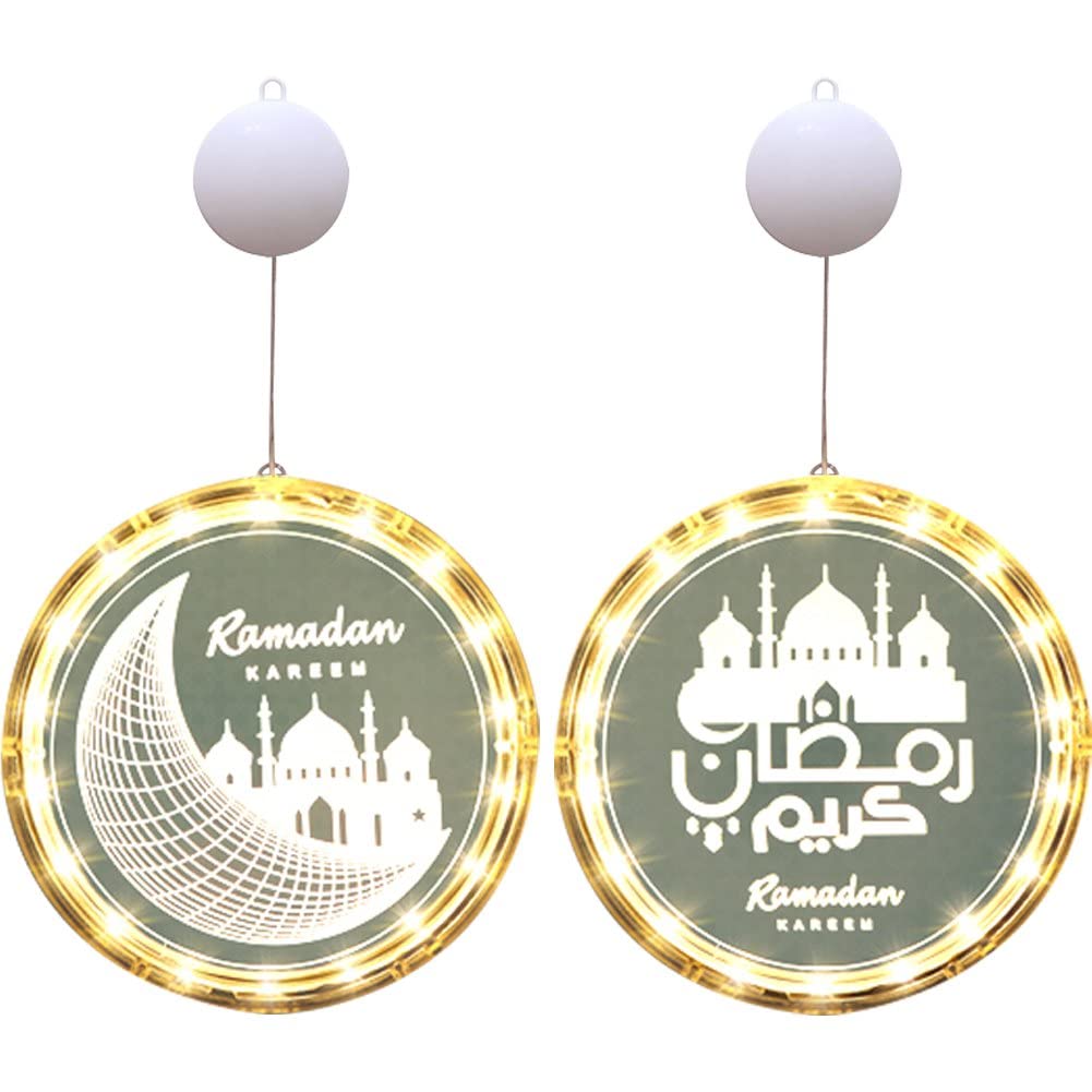Décoration Ramadan pour Fenêtre | Cadeau Idéal Lampe Lune Suspendue avec Ventouse pour Fête