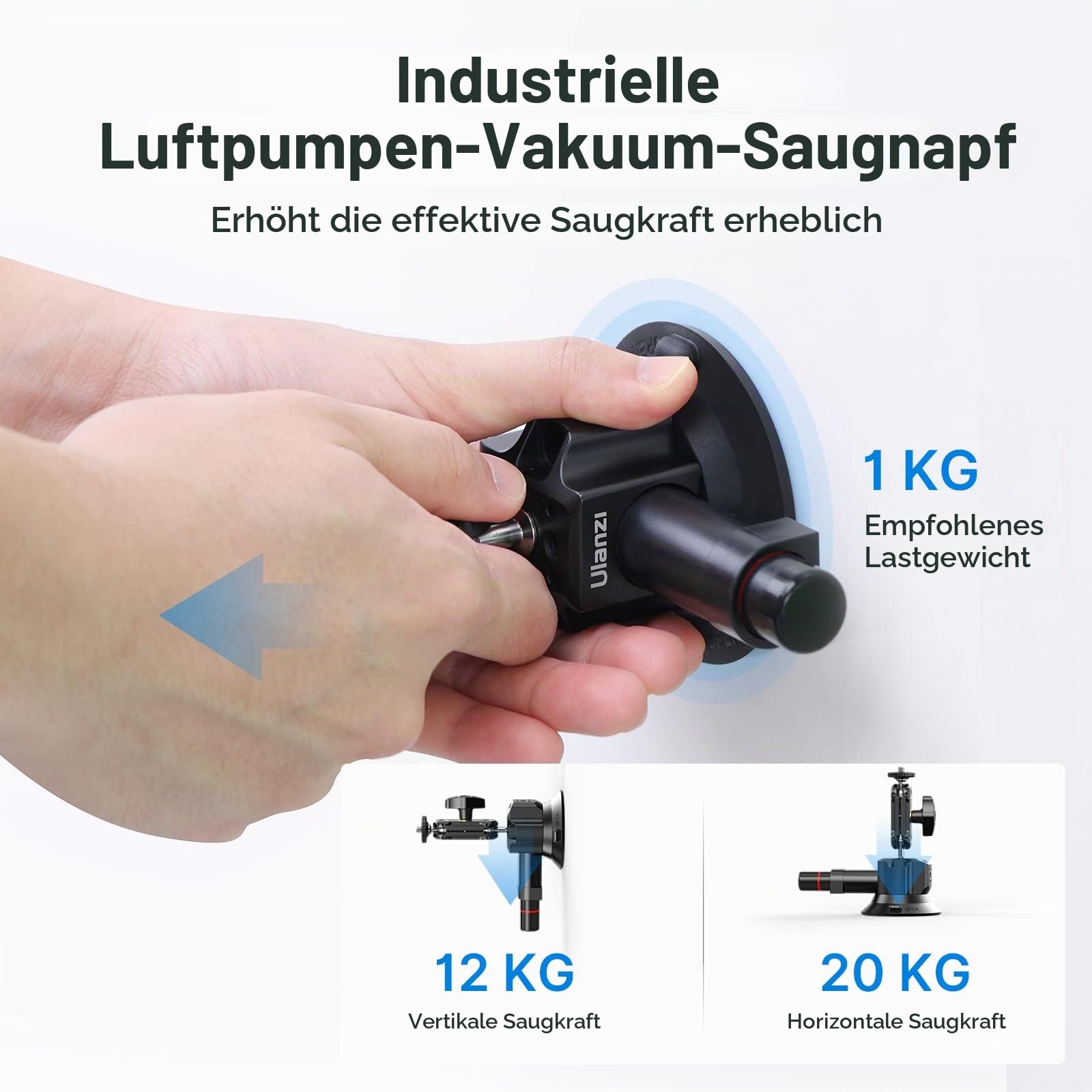 ULANZI SC-01 Kamera Saugnapfhalterung mit Universal-Handyclip, 3" Action Kamera Saugnapf mit 360° Doppelkopf Kugel und 1/4'' Schraube, Auto Saugnapf Halter für DJI OSMO, GoPro Hero 10 9 8 7, Nikon