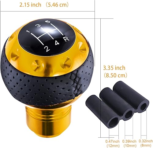 Miniatura 10 de Arenbel Pomo de palanca de cambios manual de cuero de 5 velocidades para automóvil, repuesto para la mayoría de camiones MT, color azul