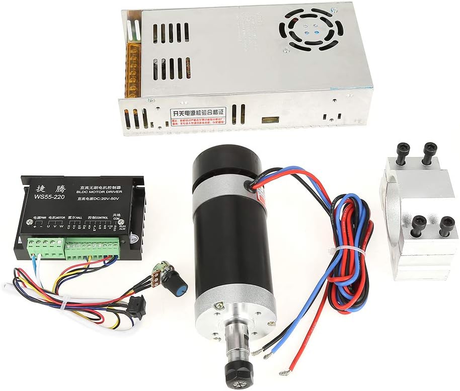 CNC-DC-Spindelmotor 500 W – 48 V, 12000 U/min, ER16 Spannzange, Radialer Rundlauf 0,01–0,03 Mm, Drehmoment 600 Nm