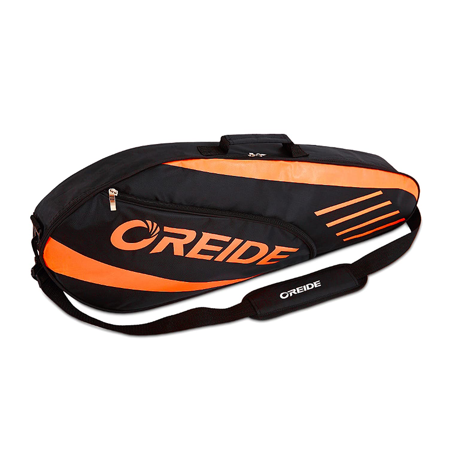 UNISTRENGH Portable Badminton Racket Bag Multifunction Single Shoulder Racket Bag for 3 Racquet or Double Tennis Racket, for Men and Women (Orange/Black)