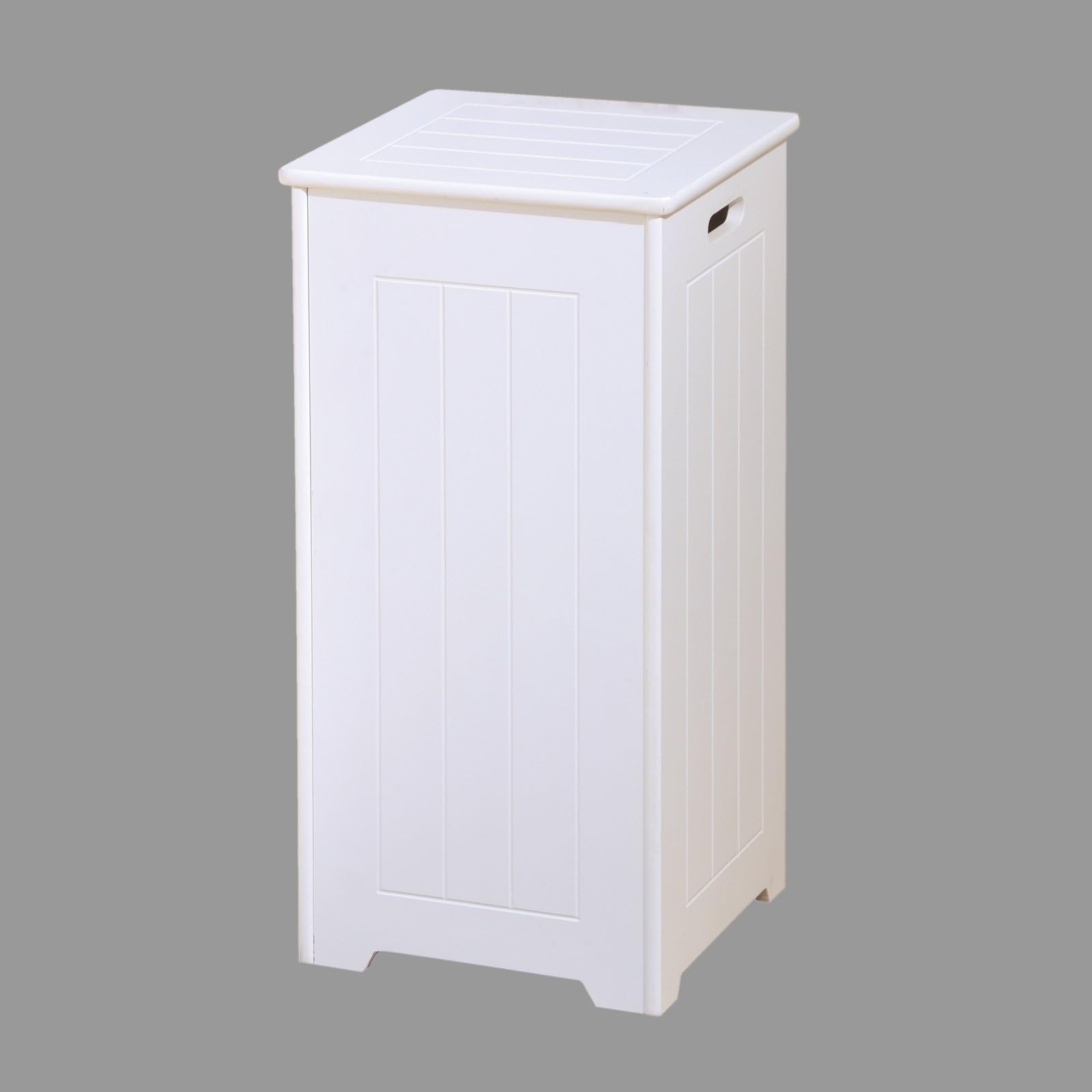 Marko Bathroom Tall White Wooden Square Laundry Basket Stylish Locking Hinges MDF