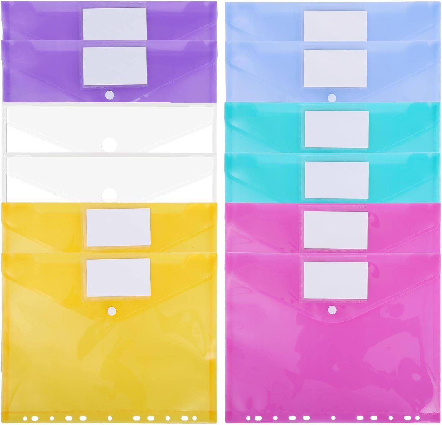 A4 Binder Pocket,ACAREU 12PCS Binder Organizer Snap Button Pouch with