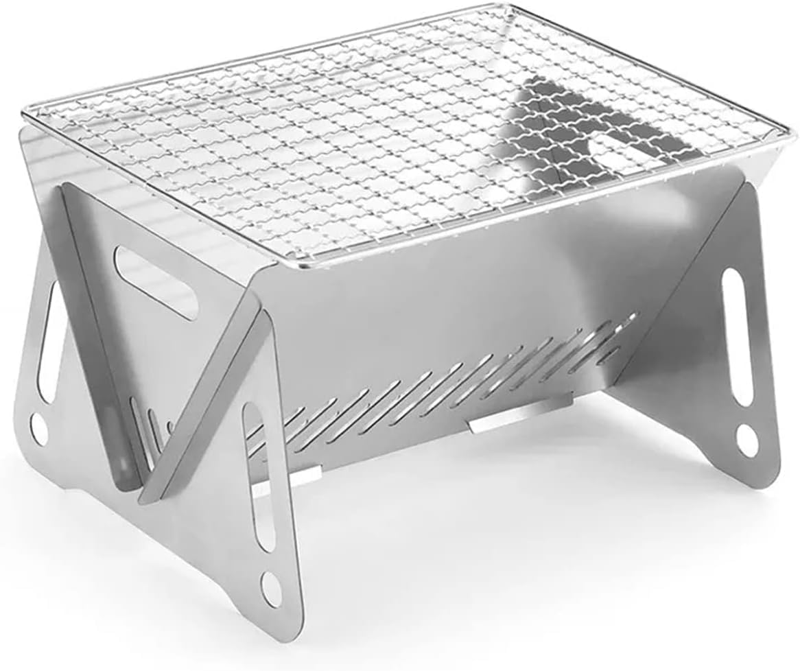 Mini GrillPortable Holzkohlegrill für Camping und PicnicsAbnehmbare Picknickgrill für Outdoor Aktivitäten Edelstahl Pick