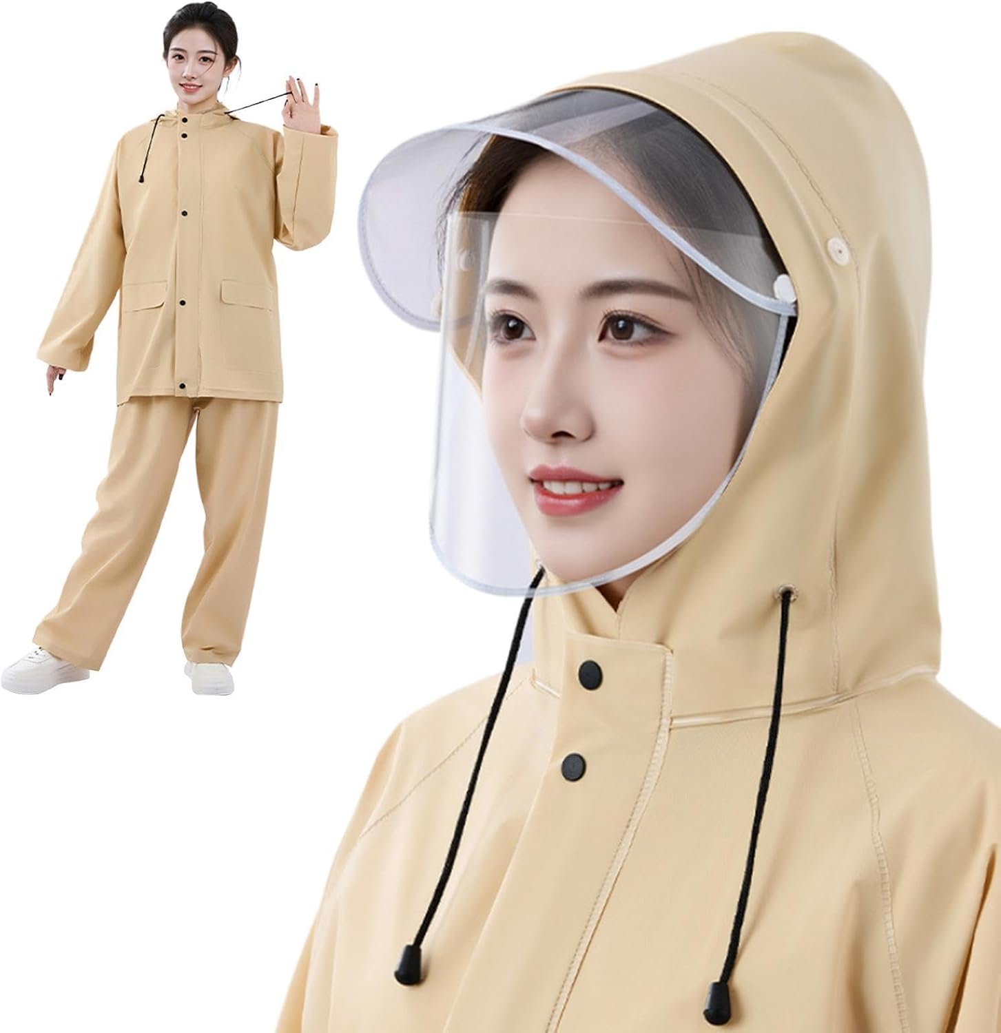 Rain Suit Waterproof | Breathable Rain Gear - Hooded Jackets Coveralls Pants Reflective Design for Boys Ladies Backpacking Travel Work Hiking Camping Fishing