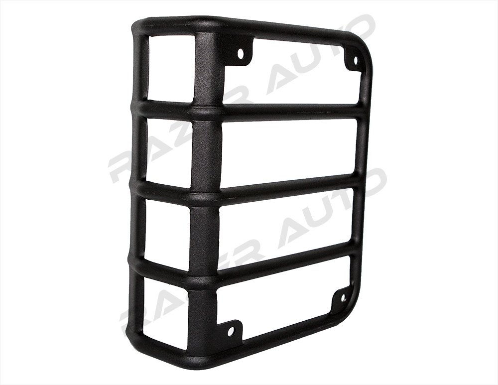 Razer Auto Textured Black Metal Euro Tail Light Taillight Lamp Guards Cover for 07-16 Jeep JK Wrangler Rubicon