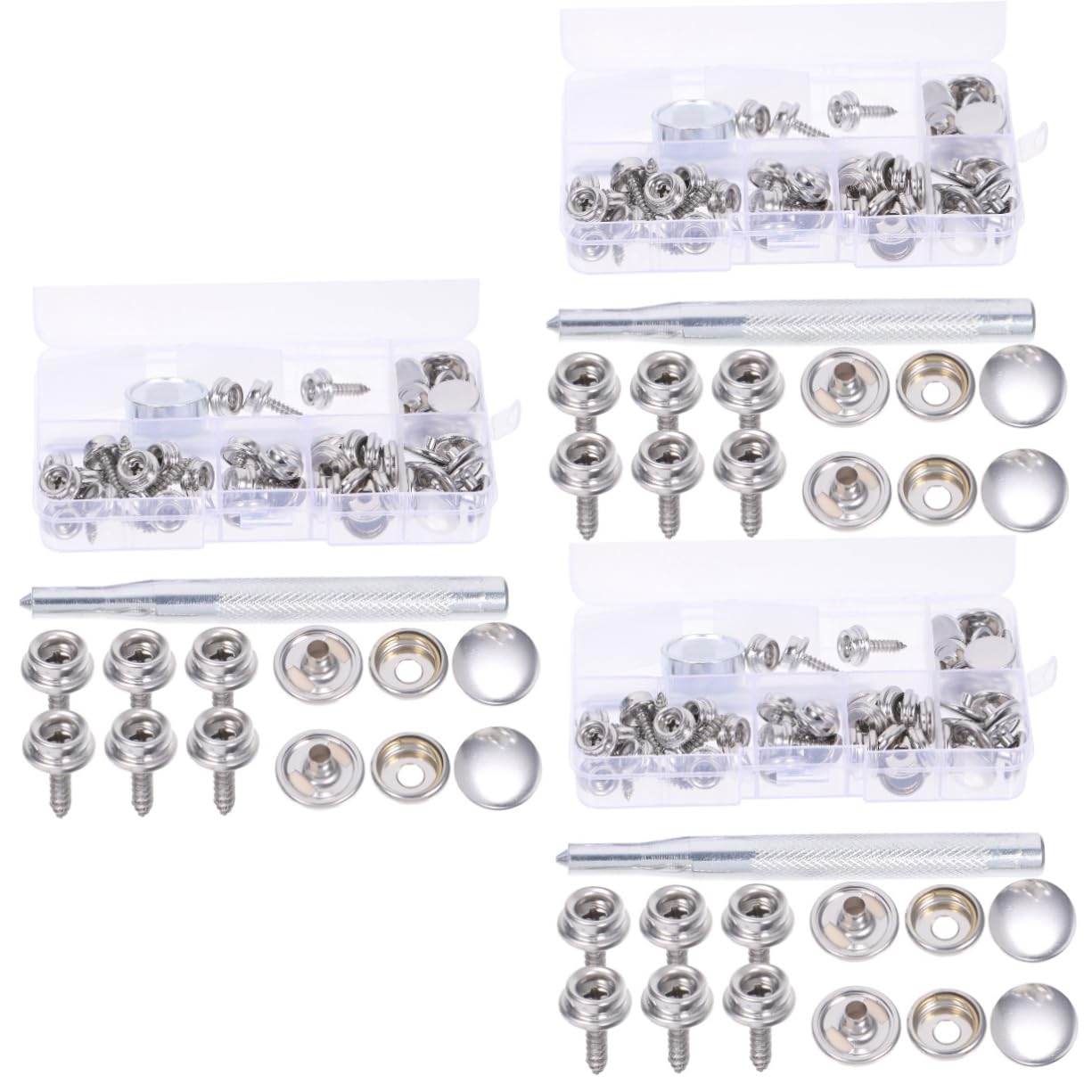GANAZONO 3 Set Kit scatto in tela strumenti automobilistici moschettoni in acciaio inossidabile grado marino bottoni automatici a pressione scatto su tela fai da te viti metalliche a scatto